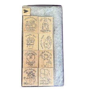 Vintage 1996 Stampin Up Rubber Stamp Set Friend To Friend Get Well Soon Birthday